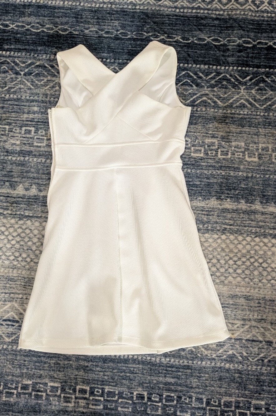 Emerald Sundae Strapless White Textured Sheath Dress